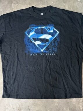 DC Man of Steel Black T-Shirt with Blue Logo